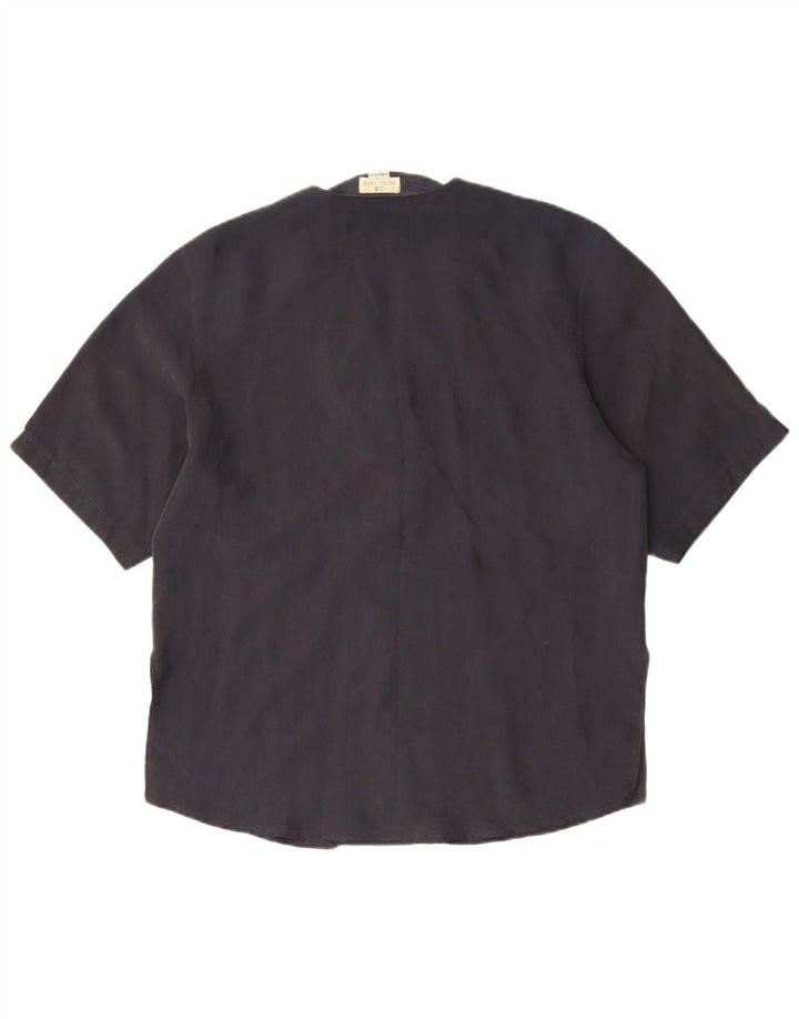 ΜΠΛΕ CLUB Γυναικείο κοντομάνικο πουκάμισο Μπλούζα IT 42 Μεσαίο μαύρο μεταξωτό