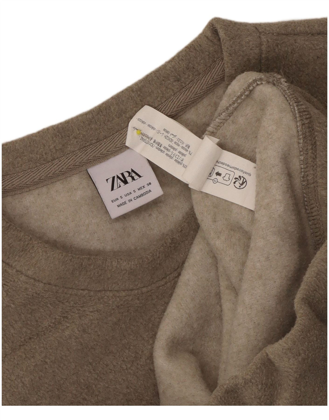 Zara Ανδρικό φούτερ με χαλαρή εφαρμογή, πουκάμισο από μικρό μπεζ πολυεστέρα
