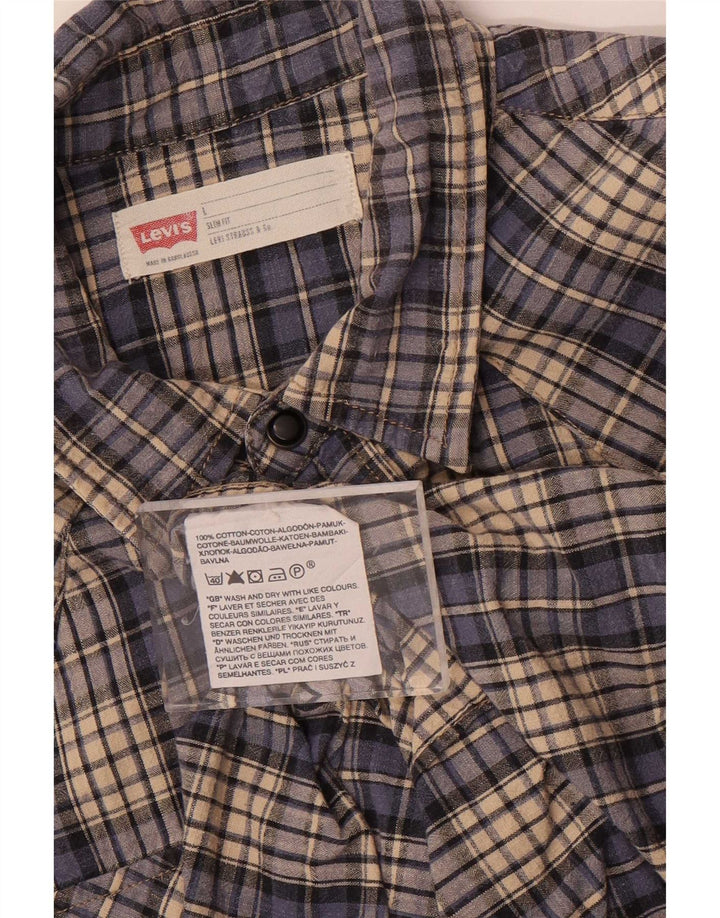 Ανδρικό πουκάμισο Levi's Slim Fit Large Blue Check Cotton