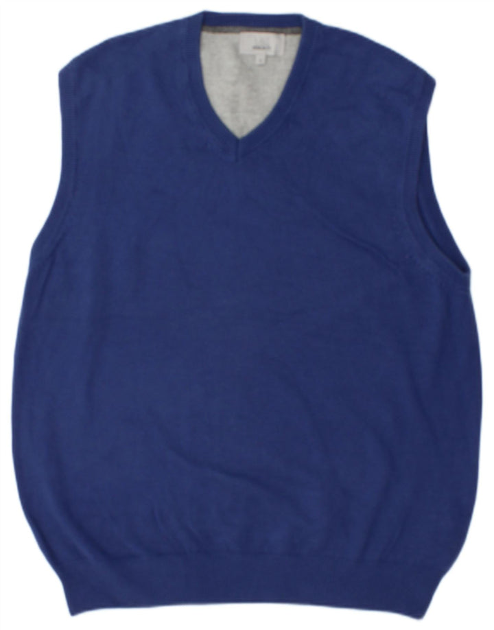 MARKS & SPENCER Ανδρικό γιλέκο κανονικής εφαρμογής Tank Top μεγάλο μπλε βαμβακερό
