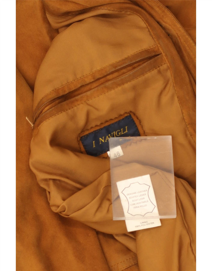 I NAVIGLI Ανδρικό Suede Bomber Jacket IT 48 Μεσαίο Καφέ Δερμάτινο