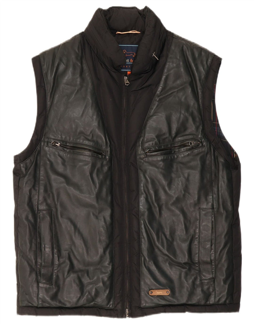 Μεγάλο μαύρο δέρμα Harmont & Blaine Ανδρικό padded Gilet UK 40
