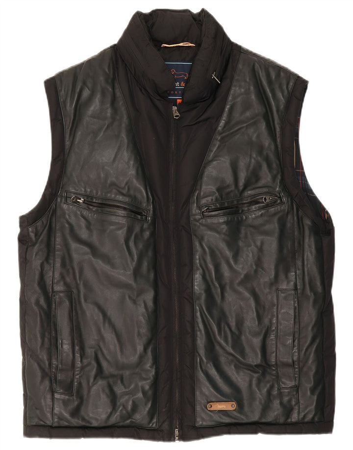 Μεγάλο μαύρο δέρμα Harmont & Blaine Ανδρικό padded Gilet UK 40