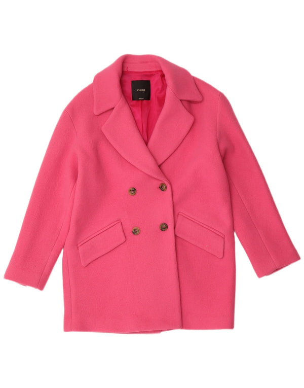 Pinko Γυναικείο Παλτό με διπλό στήθος UK 6 XS Pink Wool
