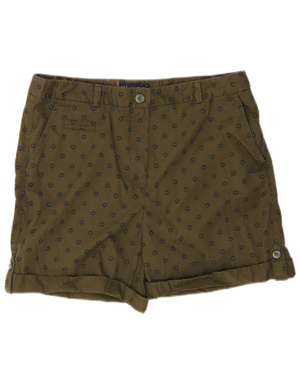 Marks & Spencer Γυναικείο σορτς Chino UK 14 Large W34 Χακί φλοράλ βαμβακερό