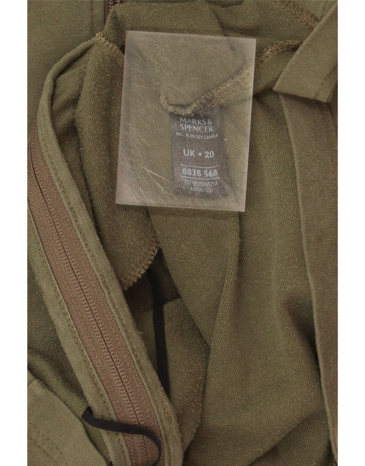 MARKS & SPENCER Womens Tracksuit Top Jacket UK 20 2XL Khaki Cotton Vintage Marks & Spencer and Second-Hand Marks & Spencer from Messina Hembry 