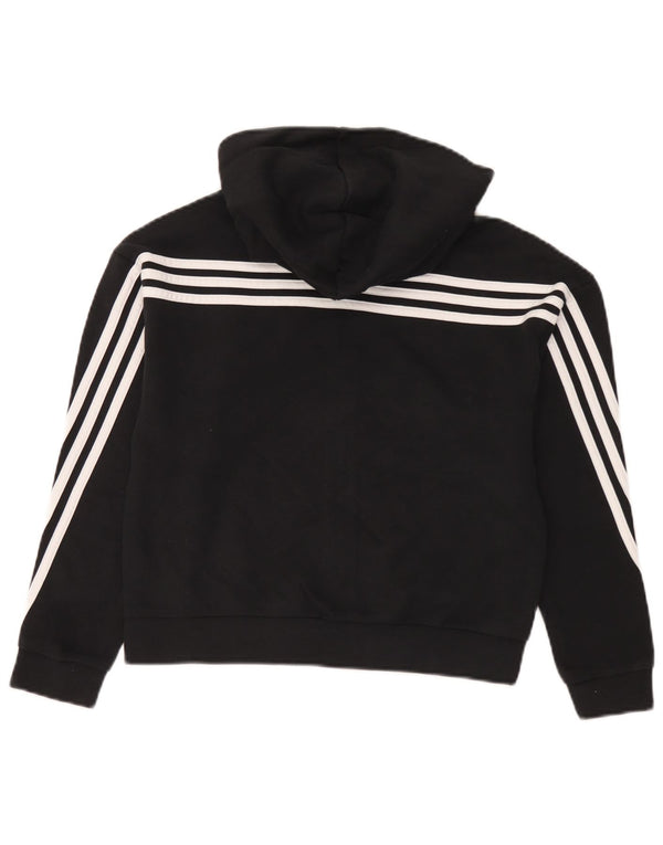 Adidas Boys Zip Hoodie πουλόβερ 11-12 ετών μαύρο βαμβακερό