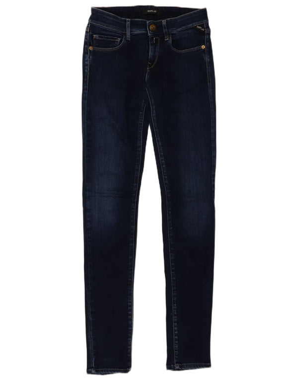REPLAY Γυναικείο Ροζ Skinny Jeans W24 L32 Navy Blue Viscose