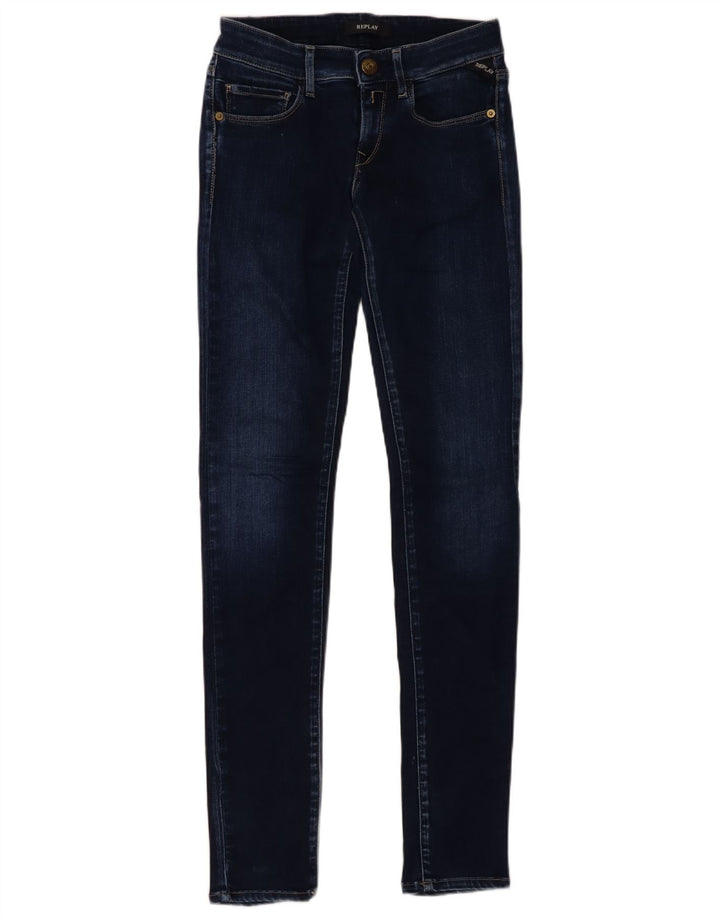 REPLAY Γυναικείο Ροζ Skinny Jeans W24 L32 Navy Blue Viscose