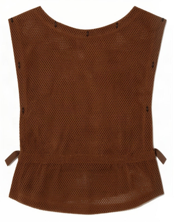 Vintage γυναικείο αμάνικο See Through Top IT 36 XS Brown