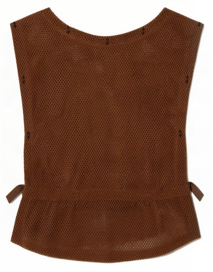 Vintage γυναικείο αμάνικο See Through Top IT 36 XS Brown