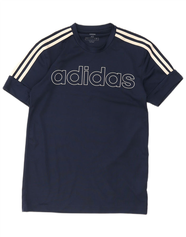 Ανδρικό γραφικό T-Shirt Adidas Climalite Top XS Navy Blue Polyester