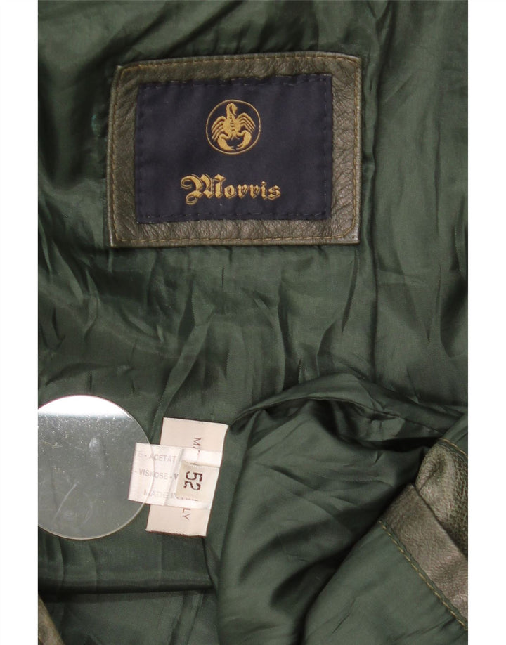 Morris Ανδρικό Δερμάτινο Μπουφάν με Κουκούλα IT 52 XL Πράσινο Δερμάτινο