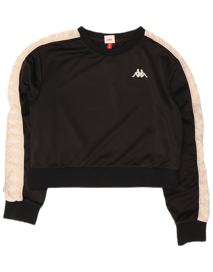 Γυναικεία φούτερ Kappa Crop Graphic Jumper UK 14 Large Black Colourblock