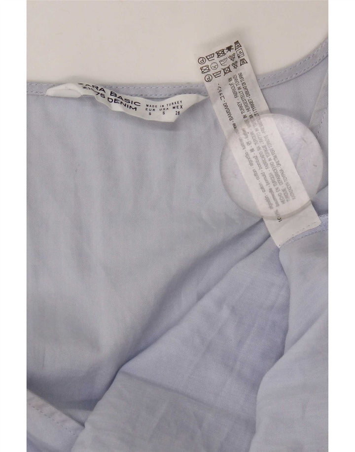 Zara Γυναικεία μακρυμάνικη μπλούζα τοπ UK 10 Small μπλε βαμβακερό
