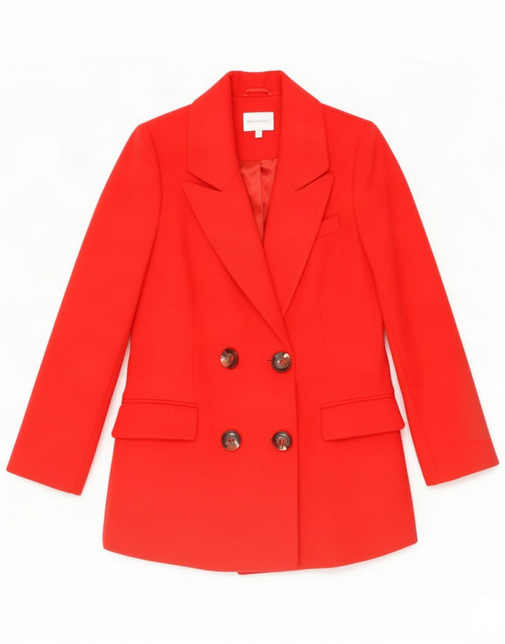 Warehouse Womens Double Breasted Blazer Jacket UK 10 Small Red Polyester