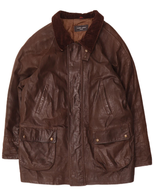 Pierre Cardin Ανδρικό Δερμάτινο Μπουφάν IT 56 3XL Καφέ