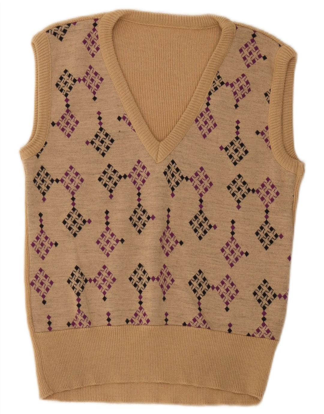 Vintage ανδρικό γιλέκο Tank Top Μικρό μπεζ γεωμετρικό