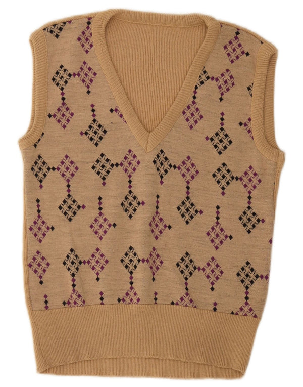 Vintage ανδρικό γιλέκο Tank Top Μικρό μπεζ γεωμετρικό