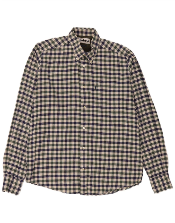 Ανδρικό φανελένιο πουκάμισο Barbour Tailored Fit, μεσαίο μπλε βαμβακερό Gingham