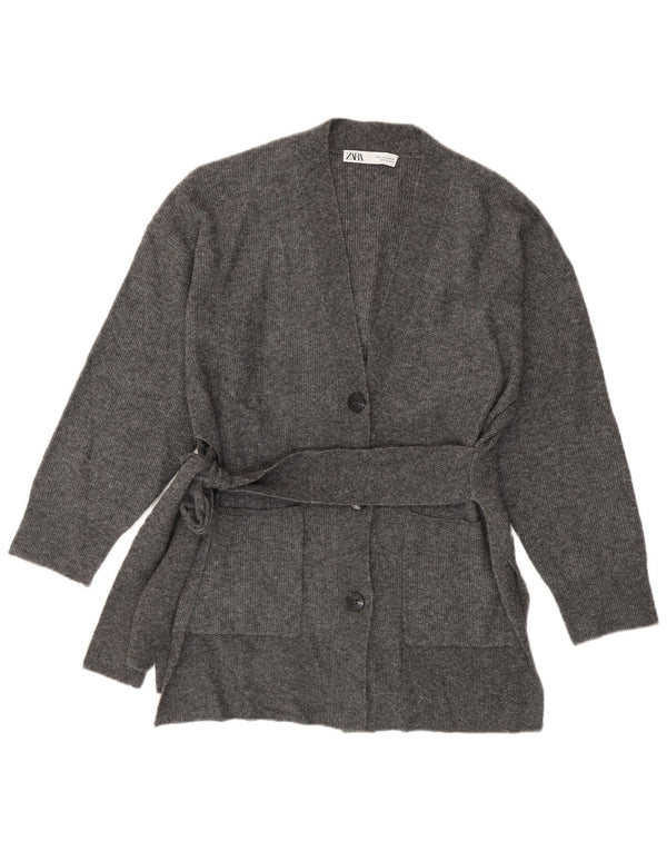 Γυναικείο πουλόβερ ZARA Loose Fit Longline Cardigan UK 10 Small Grey Acrylic