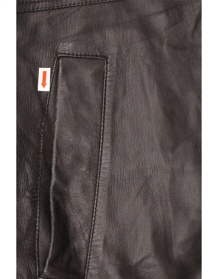 CONBIPEL Mens Hooded Leather Jacket IT 46 Small Black Leather