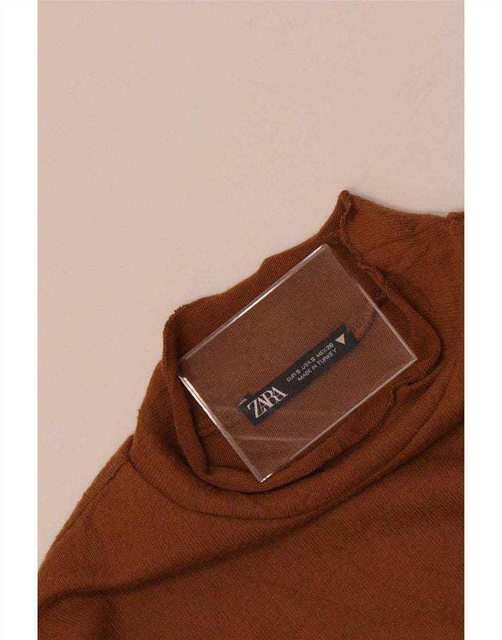 Zara Γυναικείο Crop Top Μακρυμάνικο UK 8 Small Brown