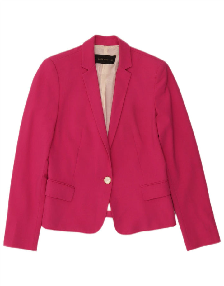 Zara Γυναικείο Μπουφάν 1 Κουμπί Blazer UK 10 Small Pink Polyester