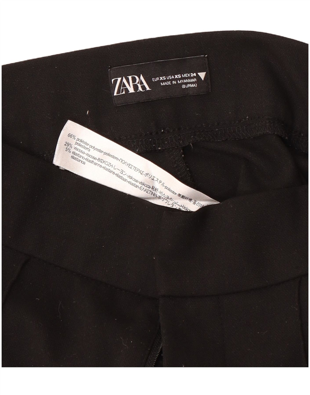 Παντελόνι ZARA Γυναικείο Κοστούμι Bootcut XS W24 L27 Μαύρο πολυεστέρα