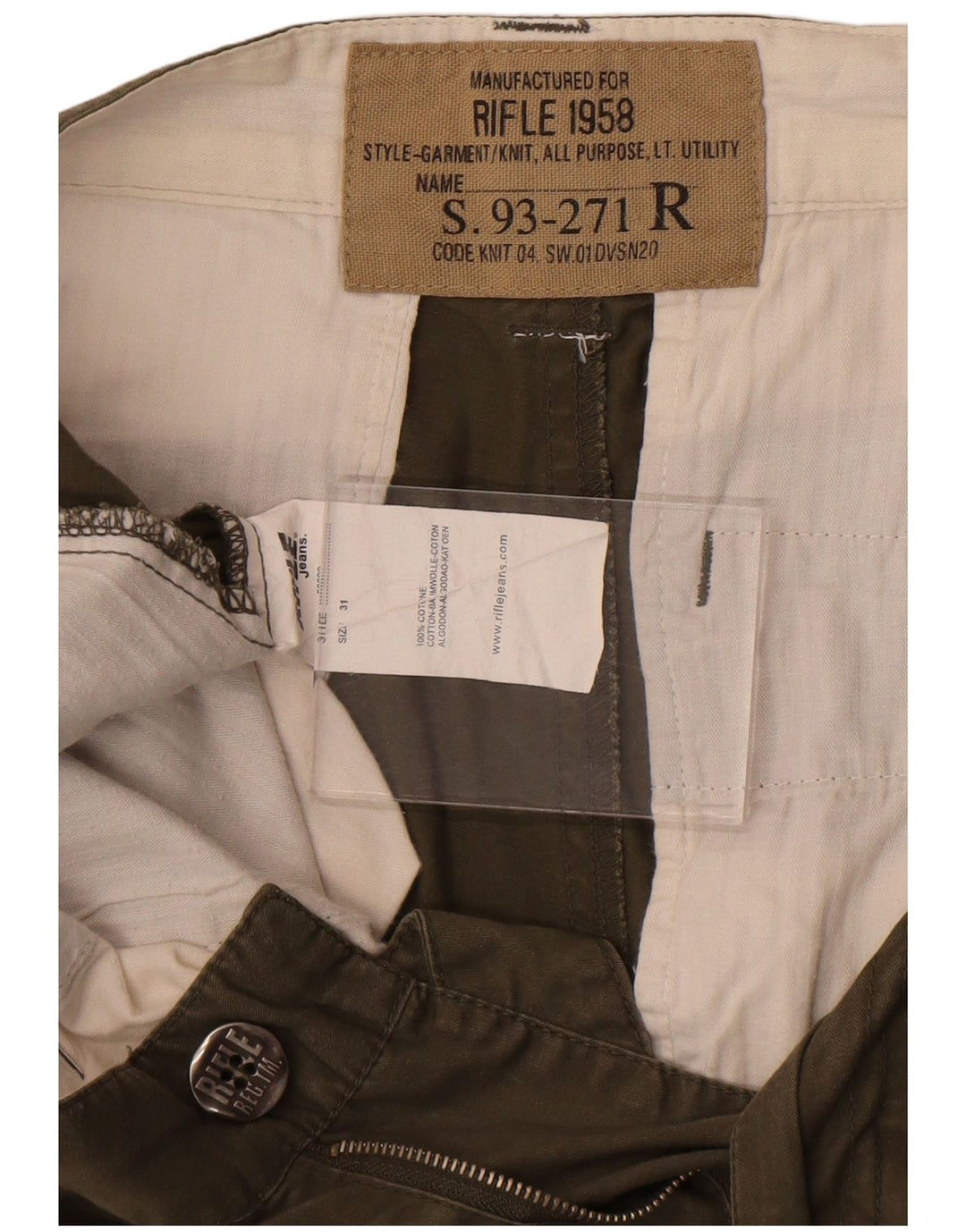 Ανδρικό σορτς Chino Rifle W31 από μεσαίο χακί βαμβακερό