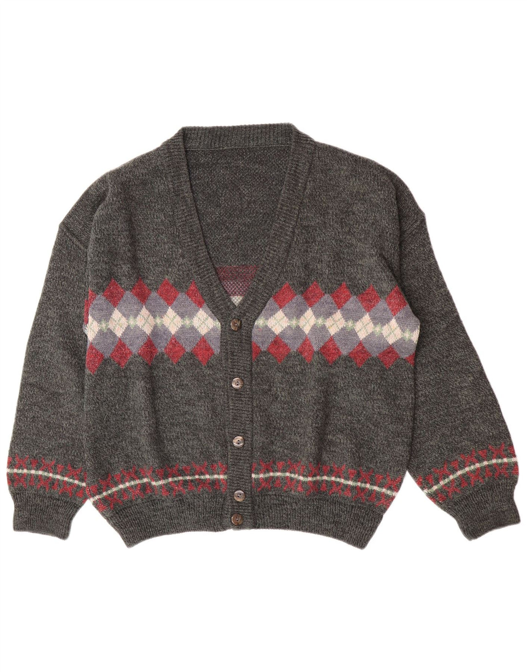 Ανδρικό πουλόβερ vintage ζακέτα XL Grey Argyle/Diamond