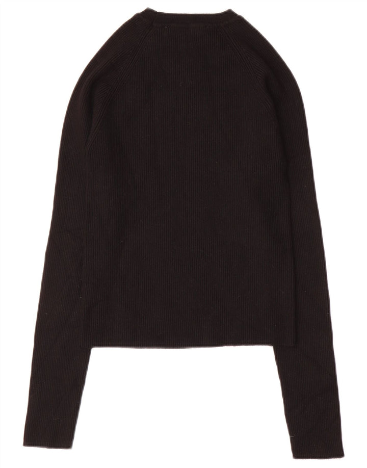 Zara Γυναικείο Crop Top μακρυμάνικο UK 12 μεσαία μαύρη βισκόζη