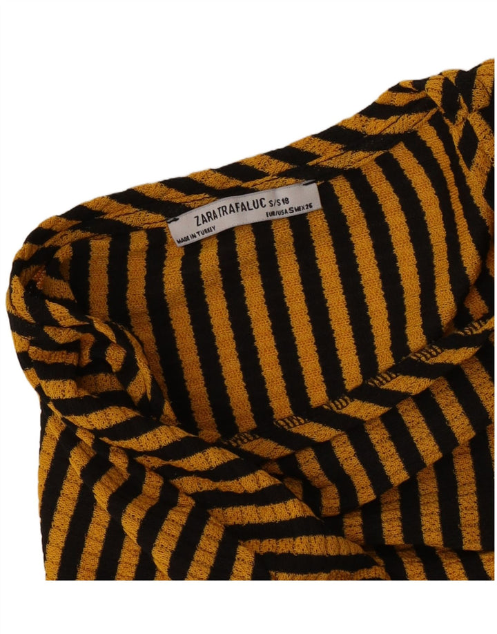 Zara Γυναικεία Μπλούζα Crop τοπ UK 10 Small Yellow ριγέ