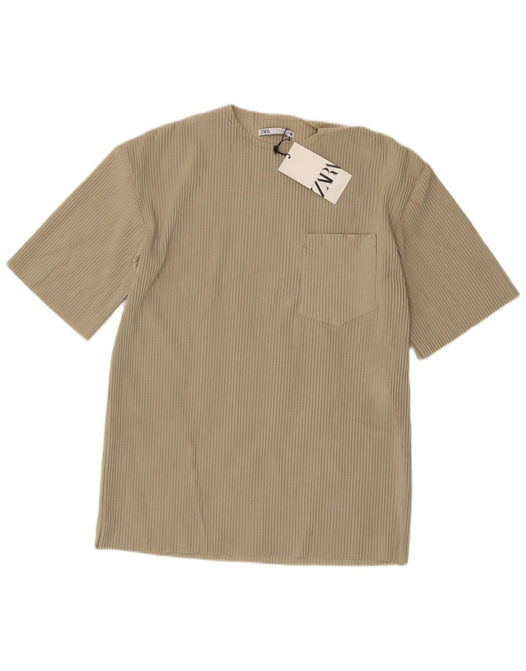 Zara Ανδρικό T-Shirt Top Μικρό Μπεζ Πολυεστέρας