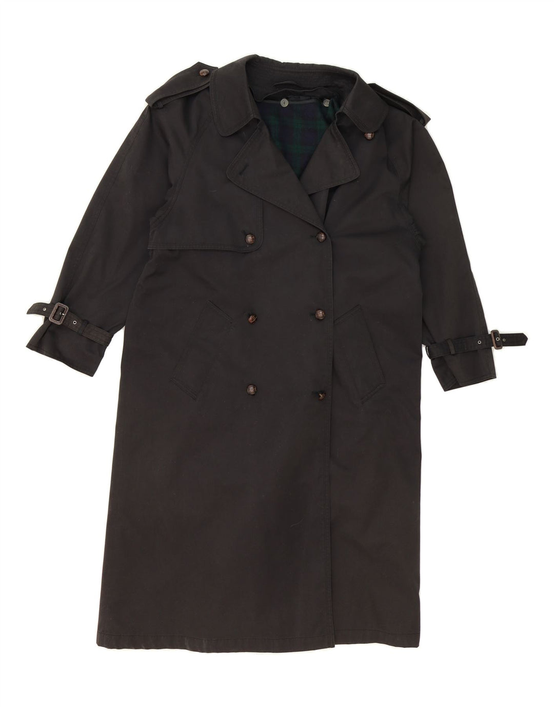 BHS Womens Trench Coat UK 12 Medium  Black Polyester Vintage Bhs and Second-Hand Bhs from Messina Hembry 