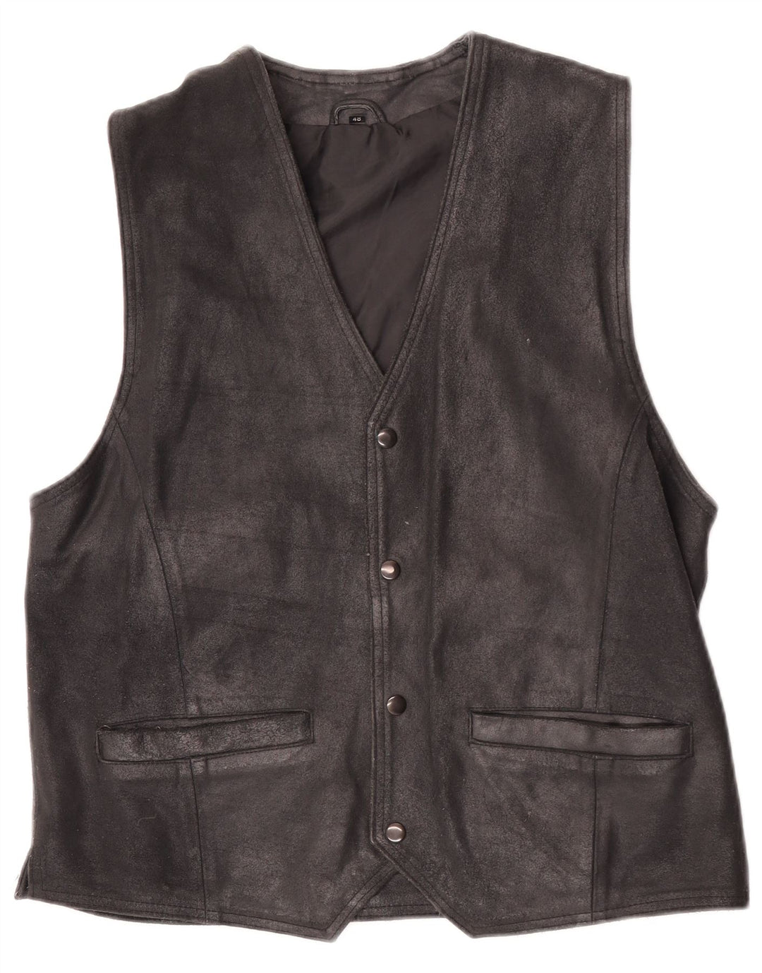 Vintage Ανδρικό Suede Γιλέκο IT 48 Medium Μαύρο Δερμάτινο