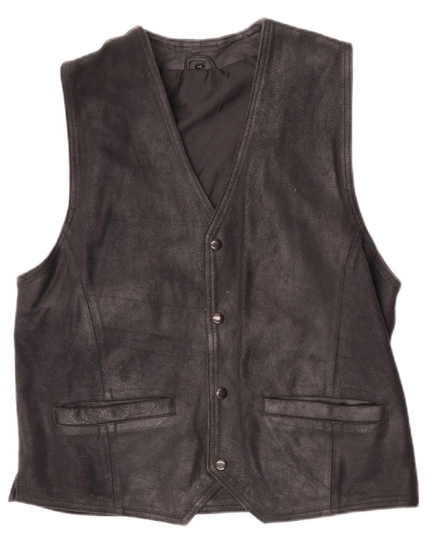 Vintage Ανδρικό Suede Γιλέκο IT 48 Medium Μαύρο Δερμάτινο