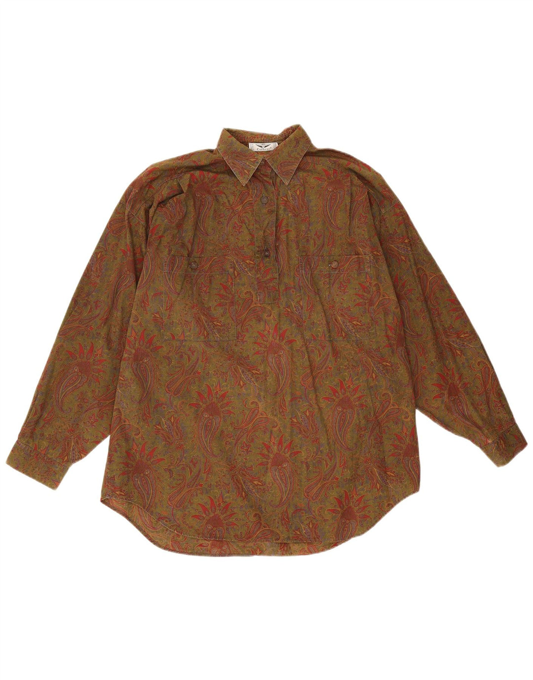 Calbros Γυναικείο πουλόβερ Πουκάμισο IT 44 Medium Khaki Paisley Βαμβακερό