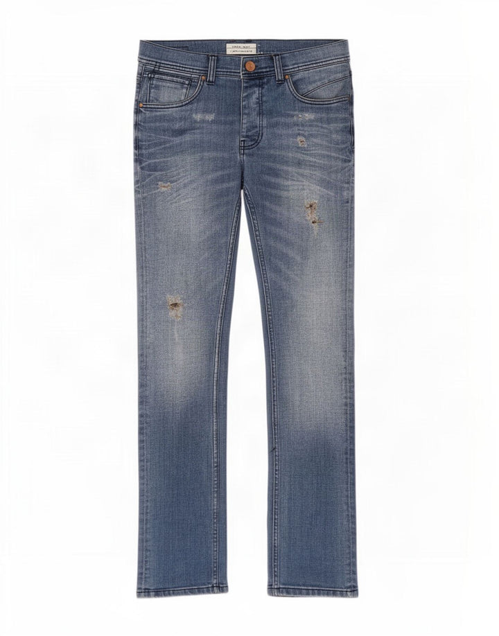 Zara Mens Distressed Slim Jeans EU 38 Small W30 L32 Blue