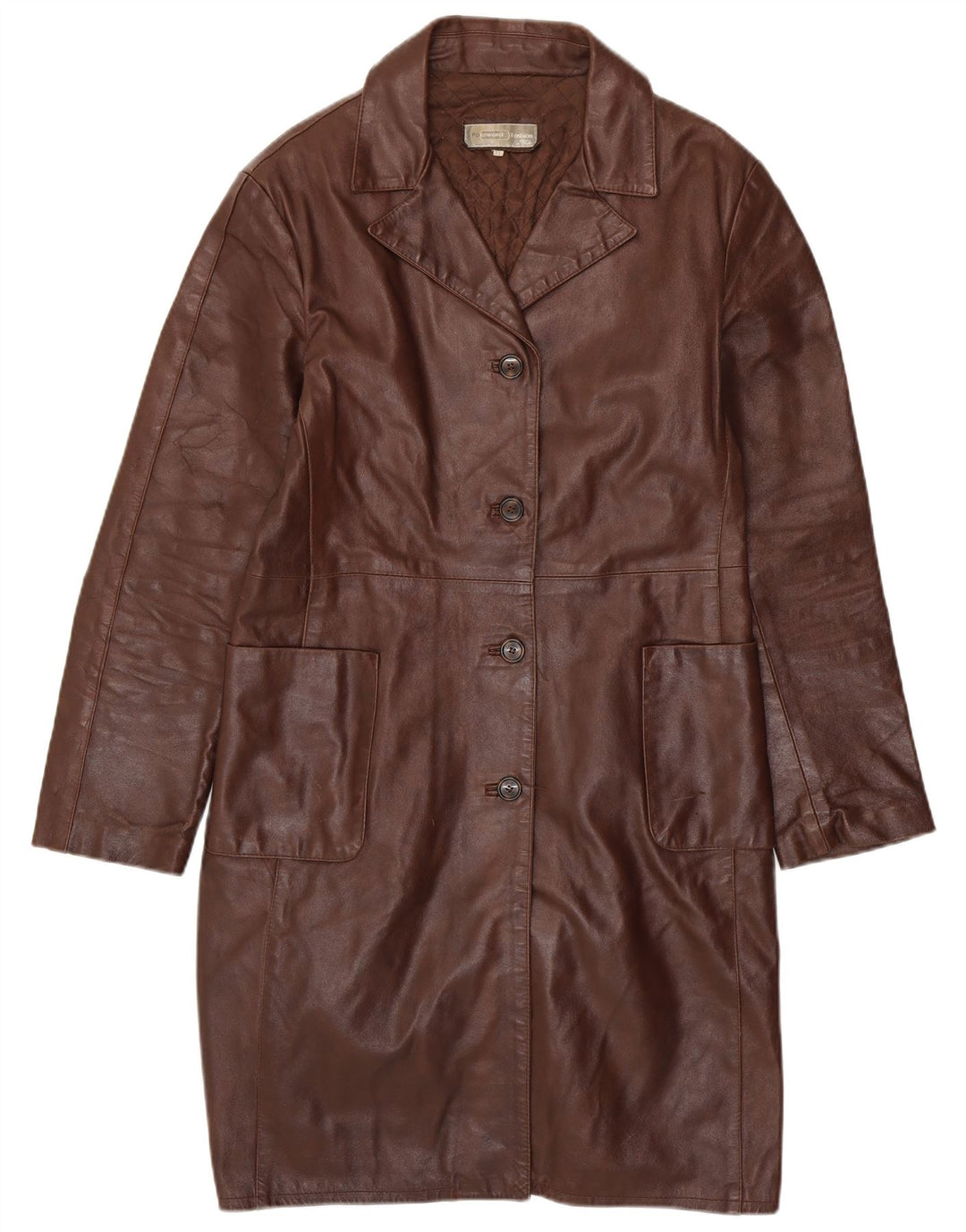 VINTAGE Γυναικείο Δερμάτινο Παλτό UK 18 XL Καφέ Δέρμα