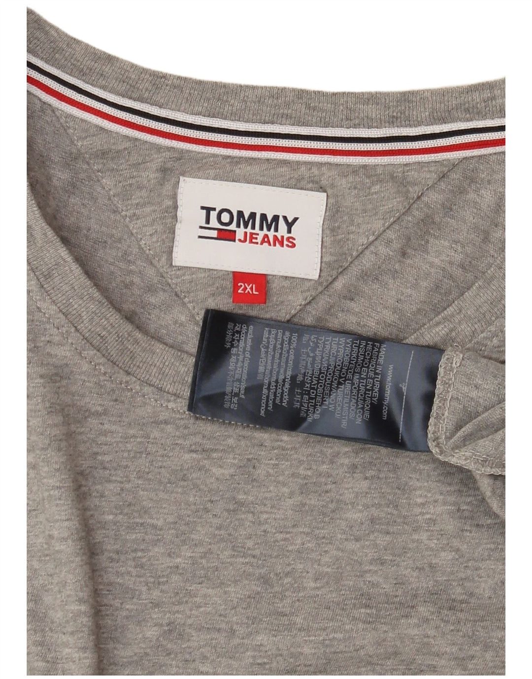 TOMMY HILFIGER Γυναικείο T-Shirt Top UK 20 2XL Γκρι βαμβακερό