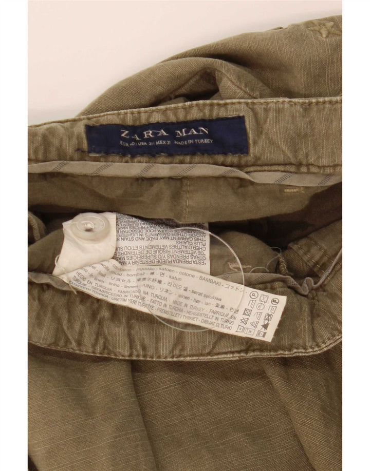 Zara Ανδρικό σορτς Chino EU 40 Medium W31 Χακί βαμβακερό