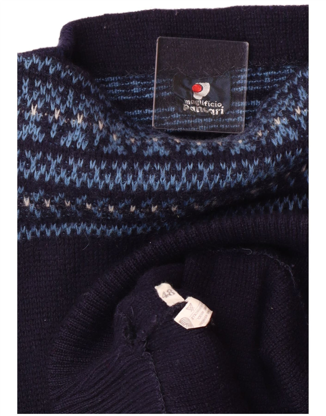 PANCARI Γυναικείο πουλόβερ με λαιμόκαυστο IT 48 XL Navy Blue Fair Isle