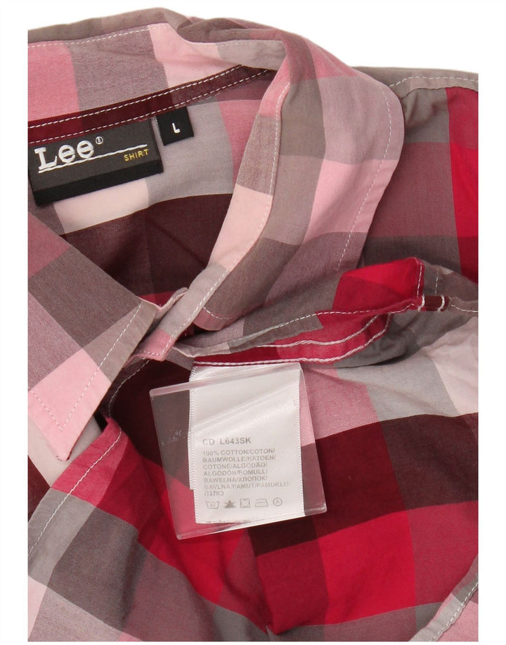 Ανδρικό πουκάμισο Lee μεγάλο ροζ βαμβακερό Gingham