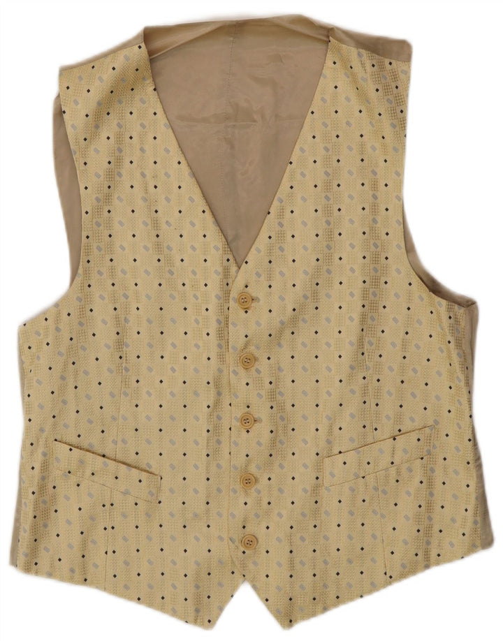 Vintage Ανδρικό Γιλέκο IT 50 Medium Beige Geometric Silk