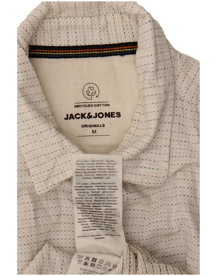 Ανδρικό κοντομάνικο πουκάμισο Jack & Jones από βαμβακερό μεσαίο υπόλευκο στίγμα