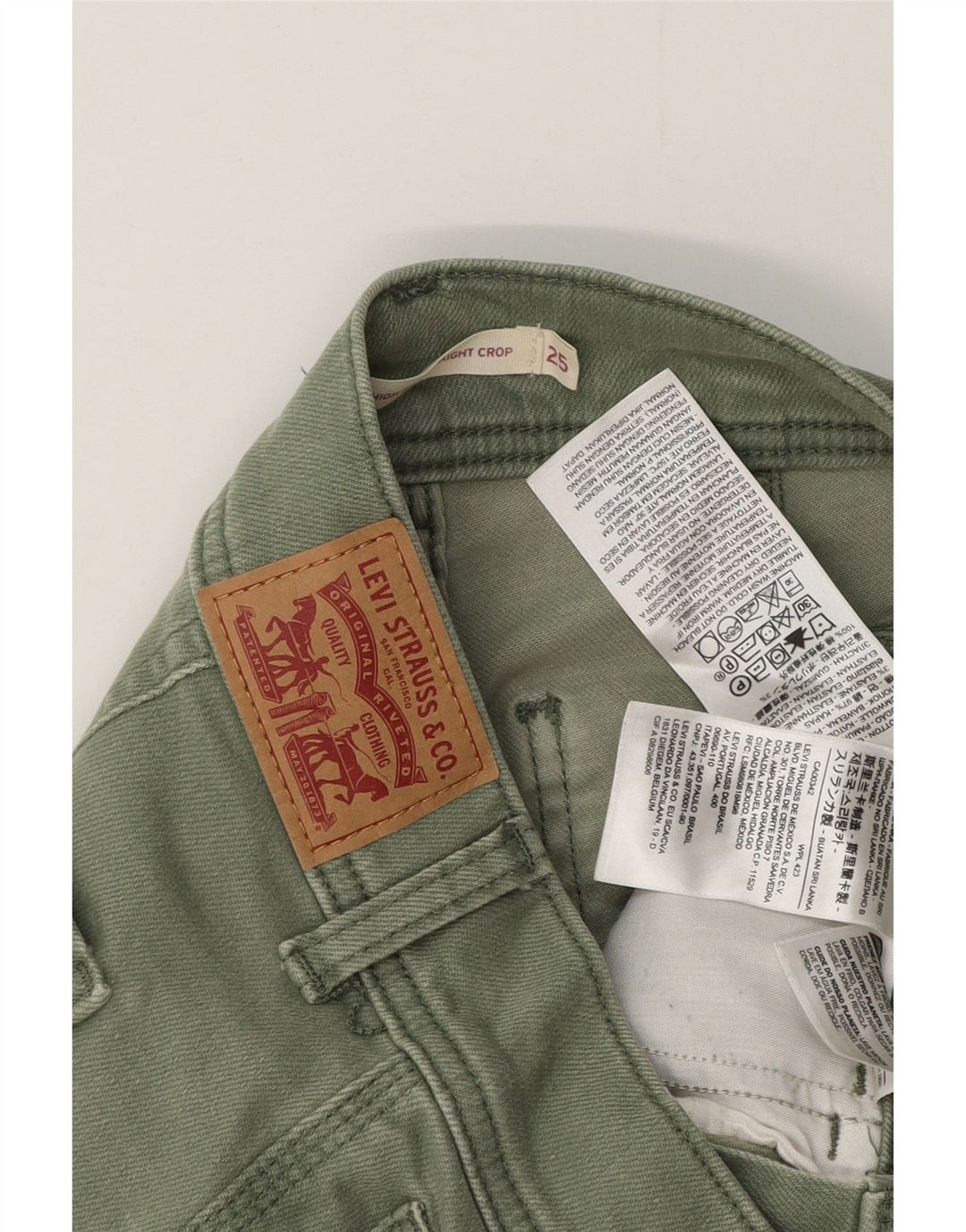 LEVI'S Γυναικείο 724 Crop ψηλό ίσιο τζιν W25 L25 πράσινο βαμβακερό