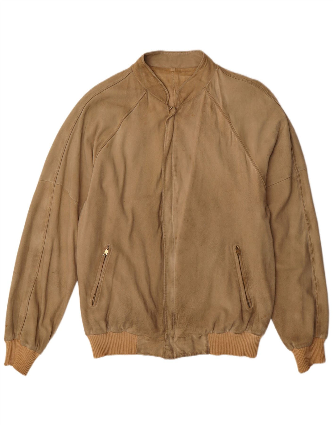 Vintage Ανδρικό Suede Bomber Jacket IT 52 XL Καφέ Βαμβακερό