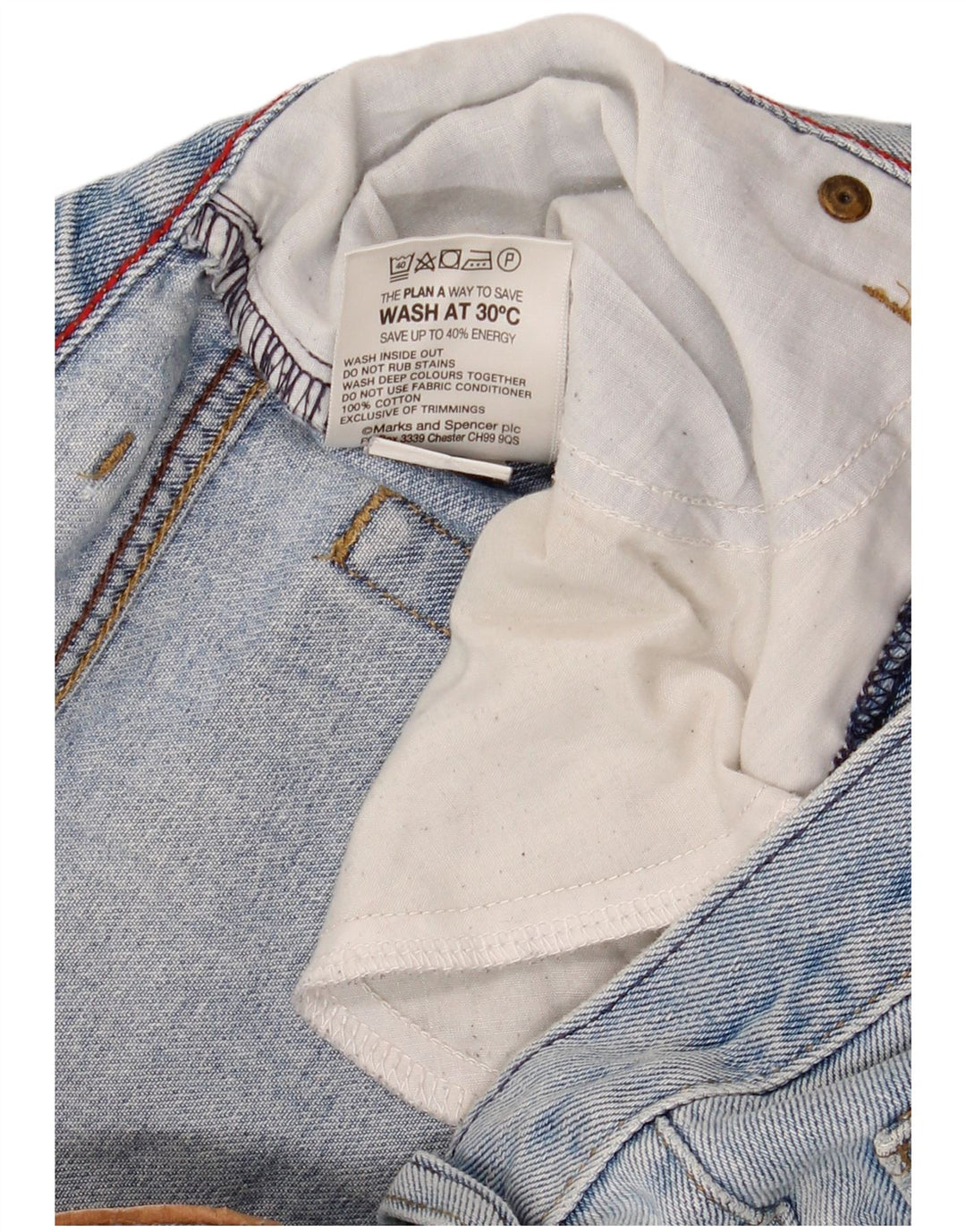 Ανδρικά φαρδιά τζιν Marks & Spencer W32 L26 Blue Cotton