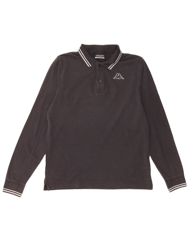 Ανδρικό μπλουζάκι πόλο Kappa μεγάλο μαύρο βαμβακερό